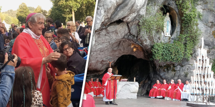 La messa di Seccia nella Grotta di Lourdes e le carezze ai bimbi dell’Oncologico di Napoli